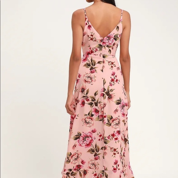 Bella Blush Pink Floral Print Maxi Dress - Summer Wedding Guest Dress - Picture 6 of 8